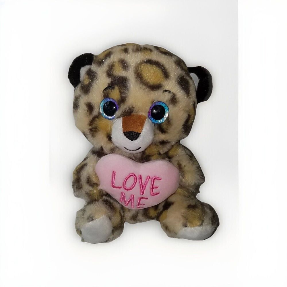 Leopard Plush LOVE ME Pink‎ Heart 7" Stuffed Toy Gift